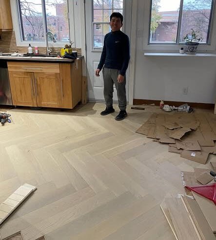 Herringbone LVP + one of our crew, Jonny - Kemptville